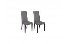 MEU0035 Lot de 2 chaises TACOMA VU  - Simili gris & pieds noirs