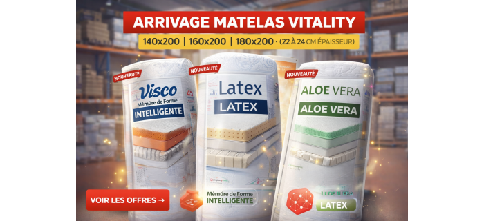 0-001ARRIVAGE MATELAS MOUSSE FERME ENROULÉ – GAMME VITALITY – DIFFÉRENTS MODÈLES DISPONIBLES – NEUF