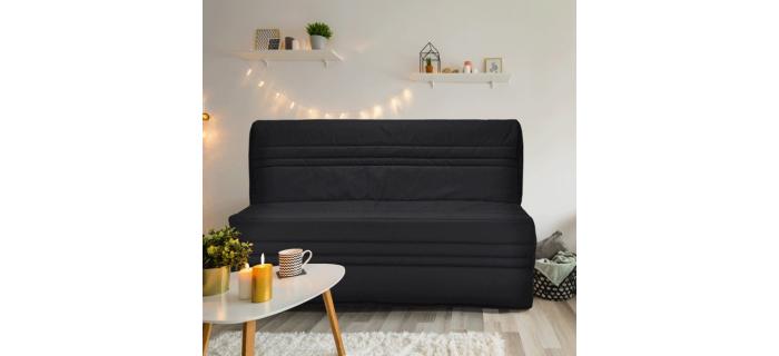 CAN0353 JOE Banquette 3 places BZ - Tissu noir - L 143 cm