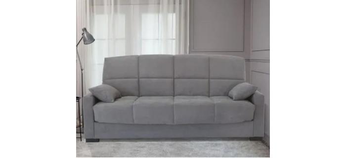 CAN0459 Canapé clic clac 3 places - Tissu gris clair - Matelas 17 cm - L223cm