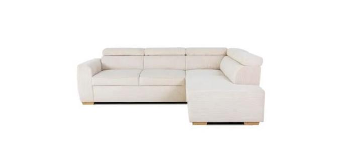 CAN0465- Canapé d'angle convertible réversible - 4/5 places - KELIO - Velours côtelé beige - 245 x 184 x 77/87cm
