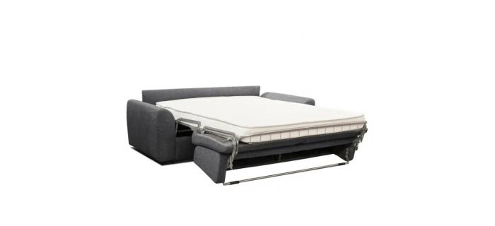 CAN0474 Canapé convertible express 3 places CLAYVE tissu anthracite matelas 13 cm