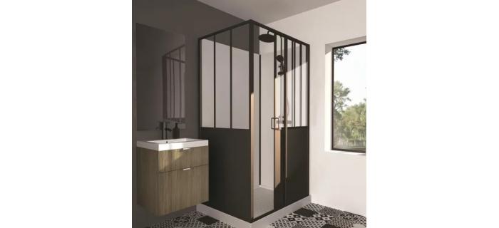 DIV0115 CABINE DE DOUCHE 90X120X220 STYLE INDUSTRIEL NOIR