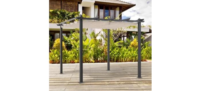 JAR0287 Pergola en aluminium CORDOBA - Beige - 3 x 3 m