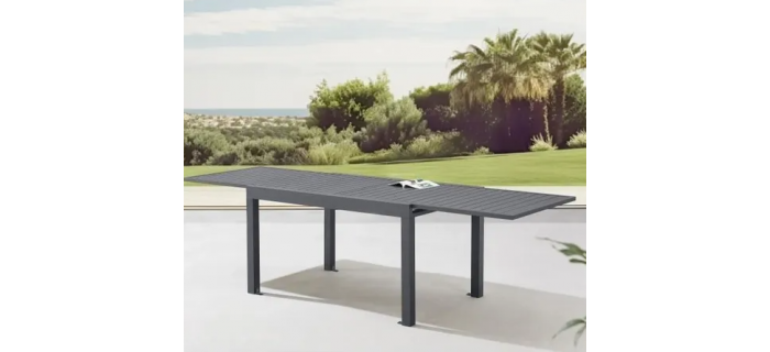 JAR0309 Table de jardin extensible rectangulaire 6 à 10 personnes - Structure aluminium - L 135-270 x P 90
