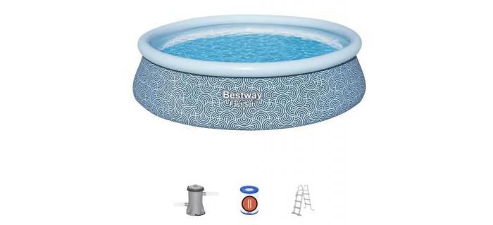 JAR0310 Kit Piscine gonflable BESTWAY - Fast Set™ - 457 x 107 cm - Ronde (Filtre à cartouche, échelle, 1 cartouche)