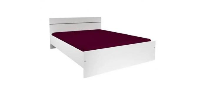 LIT0136 BOSTON Lit contemporain - Décor blanc - l 140 x L 190 cm