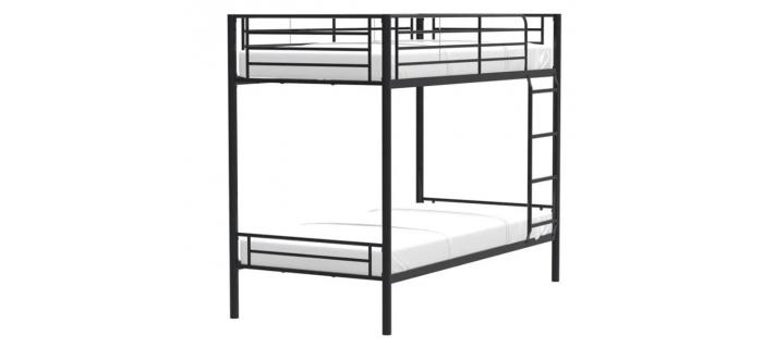 LIT0318 Lits superposés séparables 2 x 90 x 190 cm en métal - Noir - Sommiers inclus