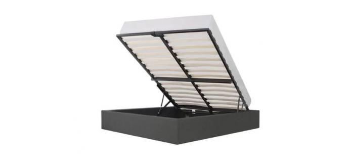 LIT0412 Lit coffre Tissu gris foncé - 160 x 200 cm