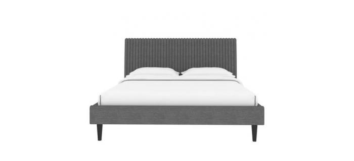 LIT0434 Lit 160 x 200 cm - Sommier inclus - Gris foncé