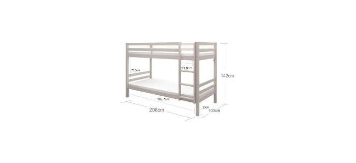 LIT0453 Lits superposés séparables enfant - 2x90x200 cm - Pin massif naturel - Sommiers inclus