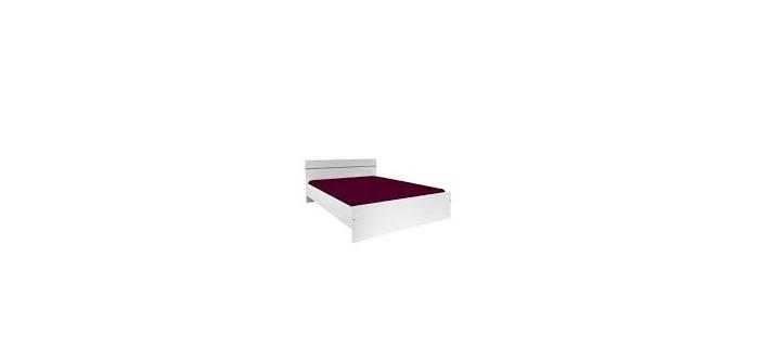 LIT0484 Lit adulte contemporain - Décor blanc - l 140 x L 190 cm