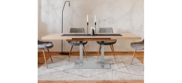 MEU0305 Table à manger à rallonge - Style contemporain  L 120-200 x P 80