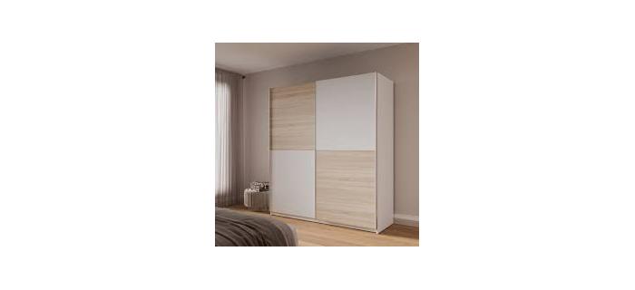 MEU0425 ARmoire de chambre style contemporain décor chene et blanc - l 170,3 cm