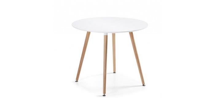 MEU0512 Table à manger ronde design blanche 100cm