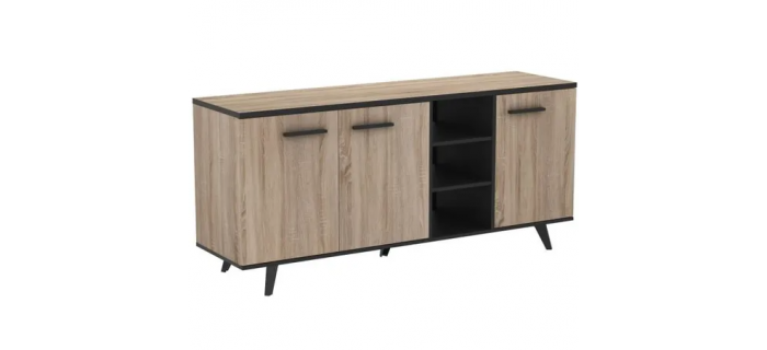 MEU0551 Buffet bas 3 portes 3 niches 161cm