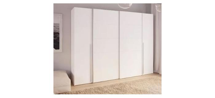 MEU0585   Armoire - Blanc mat - 2 portes battantes + 2 portes coulissantes  L270 x P61 x H210 cm