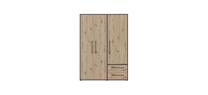 MEU0603 Armoire - Décor Chêne / Noir - 3 portes - L144,4 x P58,8 x H200cm
