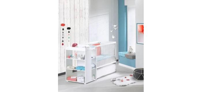 PUE0008  SAUTHON ELOI Lit Combiné 3 en 1 Évolutif 60 x 120 en 90x190 cm – Blanc