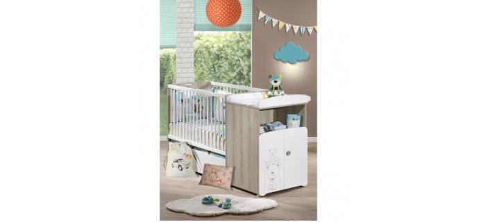 PUE0022 BABY PRICE TEDDY Lit Bébé Combiné Evolutif 120x60 en 90x190