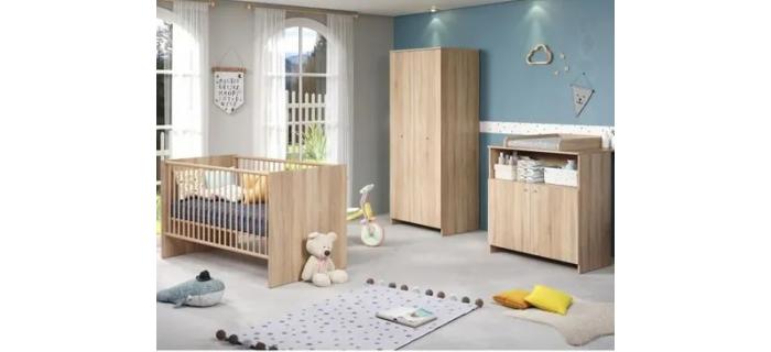 PUE0051 CHAMBRE BÉBÉ TRIO Décor chêne naturel