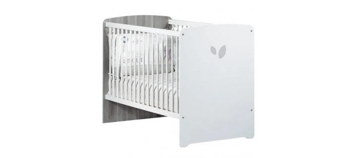 PUE0053 Lit bébé SAUTHON- 120 x 60 cm - Leaf - Blanc