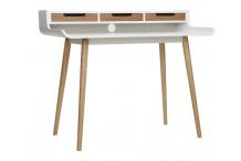 BUR0063 Bureau avec rangements scandinave bois clair et blanc L110 cm OPUS