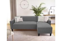 CAN0458 Canapé d'angle fixe 4 places - Tissu anthracite  - Réversible - L 197 x P 117