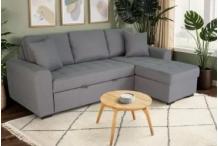 CAN0466 Canapé d'angle convertible réversible 4 places - Tissu gris clair - L 244 x P 151 x H 90