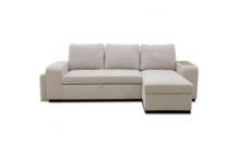 CAN0506 Canapé d'angle convertible réversible VALDO 3 à 4 places-Tissu Beige-Tablette avec USB Coffre + Pouf L247xP143xH86 cm