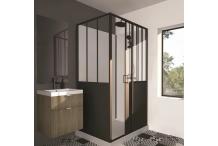 DIV0115 CABINE DE DOUCHE 90X120X220 STYLE INDUSTRIEL NOIR