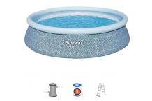 JAR0310 Kit Piscine gonflable BESTWAY - Fast Set™ - 457 x 107 cm - Ronde (Filtre à cartouche, échelle, 1 cartouche)