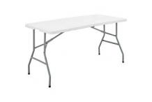 JAR0329 Table de réception pliante - TERRANOVA - Blanche - Structure acier et Plateau en Polyéthylène PEHD - 6 personnes - 152x70xH73,5 cm