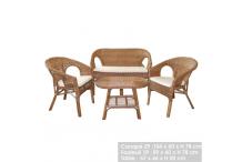 0-01JAR0331 Salon de jardin en rotin collection Sienne – Canapé, fauteuils et table