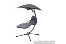 0-01JAR0999 Balancelle de jardin suspendue avec parasol noir – 170x103x193 cm