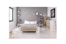 LIT0201 Chambre complète 140 x 190 cm Blanc mat et décor chêne sonoma