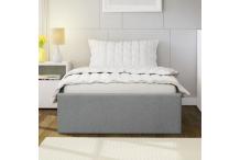 LIT0281 Lit coffre enfant 90 x 190 cm - Tissu gris clair - Sommier inclus