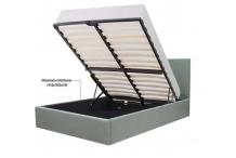 LIT0317 Lit coffre - Couchage 160x200 cm revêtement tissus gris