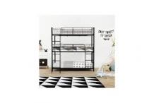 LIT0459 Lits superposés en métal - Noir - Sommiers inclus - 3x90x190 cm - TRIO