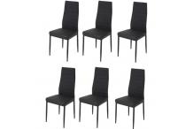 MEU0318 Lot de 6 chaises - Simili noir - L 42 x P 49 x H 97 cm