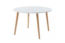 MEU0377 Table extensible laqué blanc mat pieds en bois