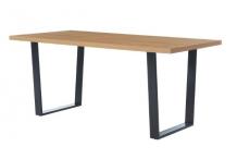 MEU0474  Table à manger 180 cm  effet chêne et métal noir