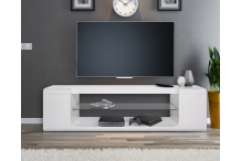 MEU0477 Meuble TV - Blanc laqué - L 150 x P 40 x H 40 cm