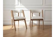 MEU0588 LOT DE 2 Fauteuils - chêne massif et tissu bouclette