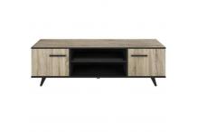 MEU0593 Meuble TV - Décor chêne brossé et noir mat - L 151,4 cm