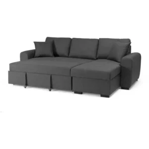 CAN0485 Canapé d'angle convertible réversible 4 places - Tissu gris - L 244 – Image 3